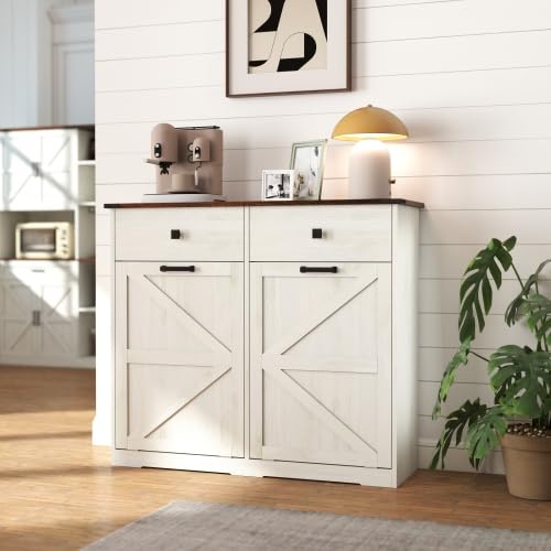 20 Gallon Tilt Out Trash Can Cabinet with Drawer O710
