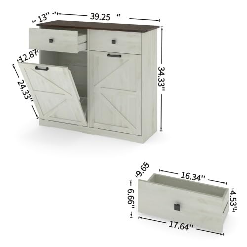 20 Gallon Tilt Out Trash Can Cabinet with Drawer O710