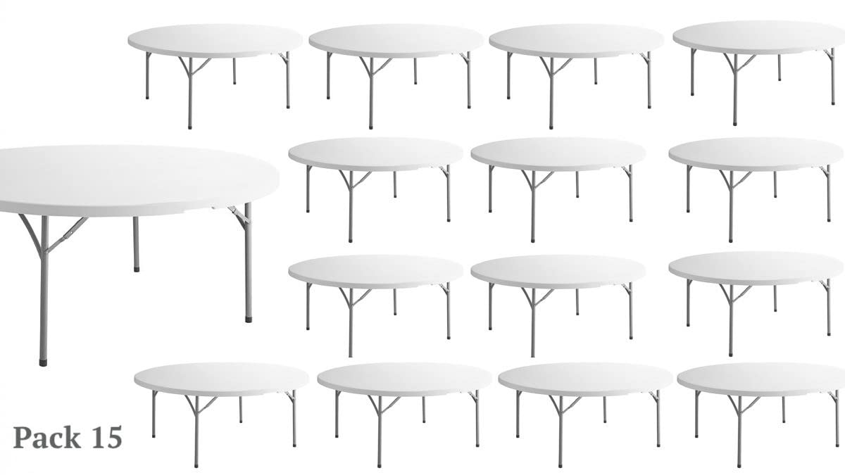 White 6-ft Plastic Folding Round Table B754655