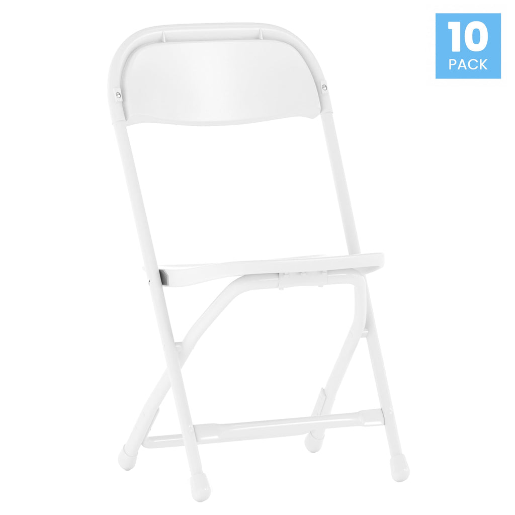 White Kids Plastic Folding Chairs Set of 10 S800269