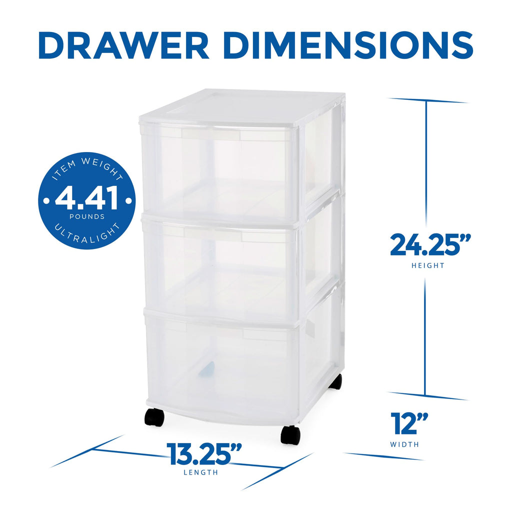 3 Drawer Plastic Rolling Organizer Cart L269