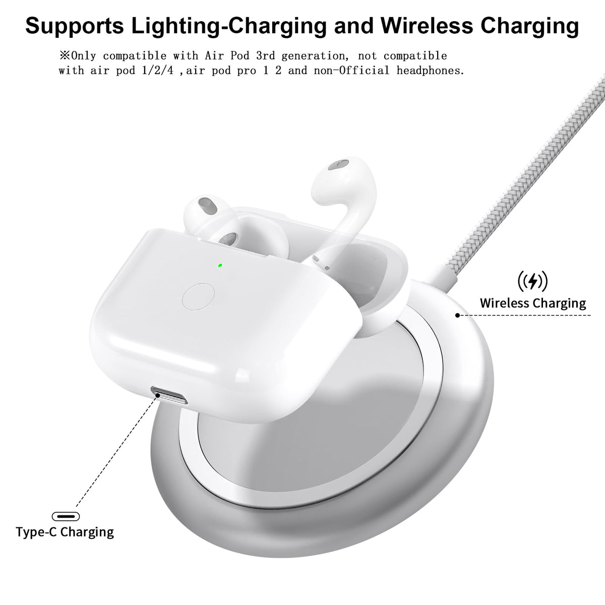 White Wireless Charging Case with Bluetooth Pairing Sync Button U149919