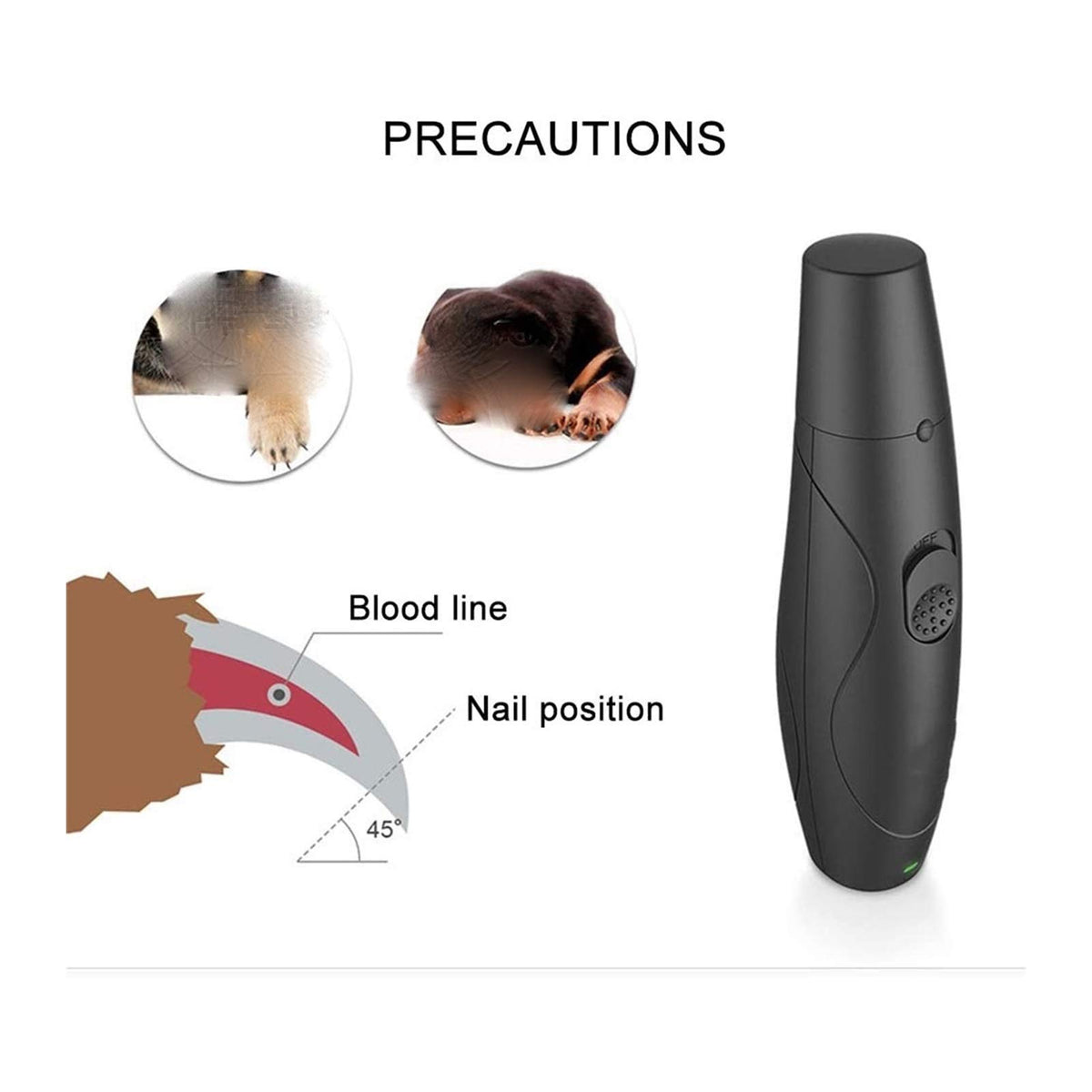 Dog Nail Grinder Clipper Rechargeable Electric Pet Nail Trimmer E6377