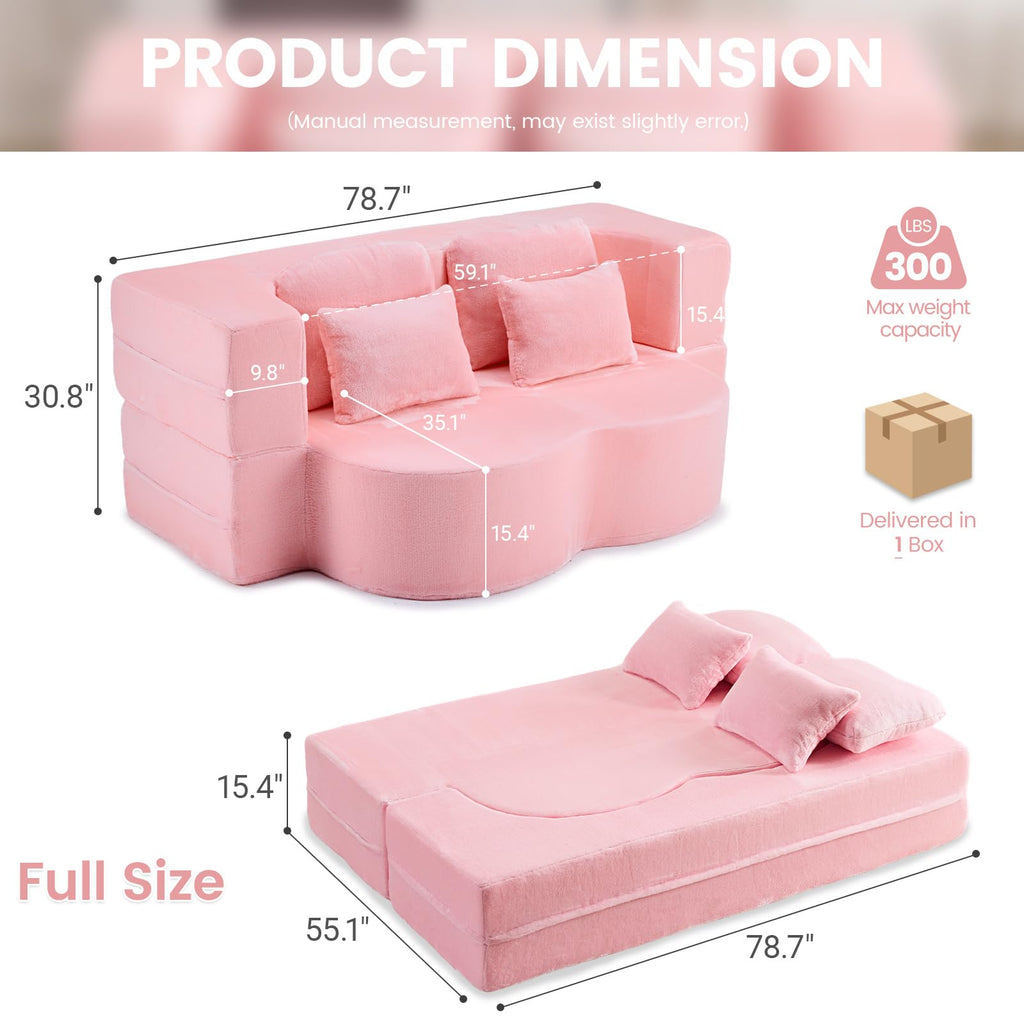 Pink Convertible Sofa Bed U545386