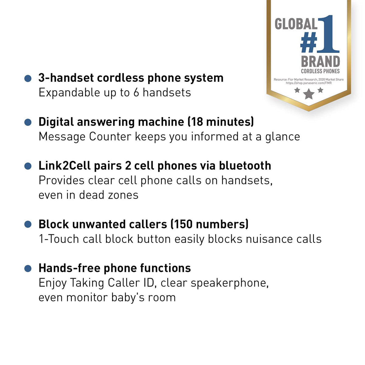 Expandable Cordless Phone System with Answering Machine, 3 Handsets F362