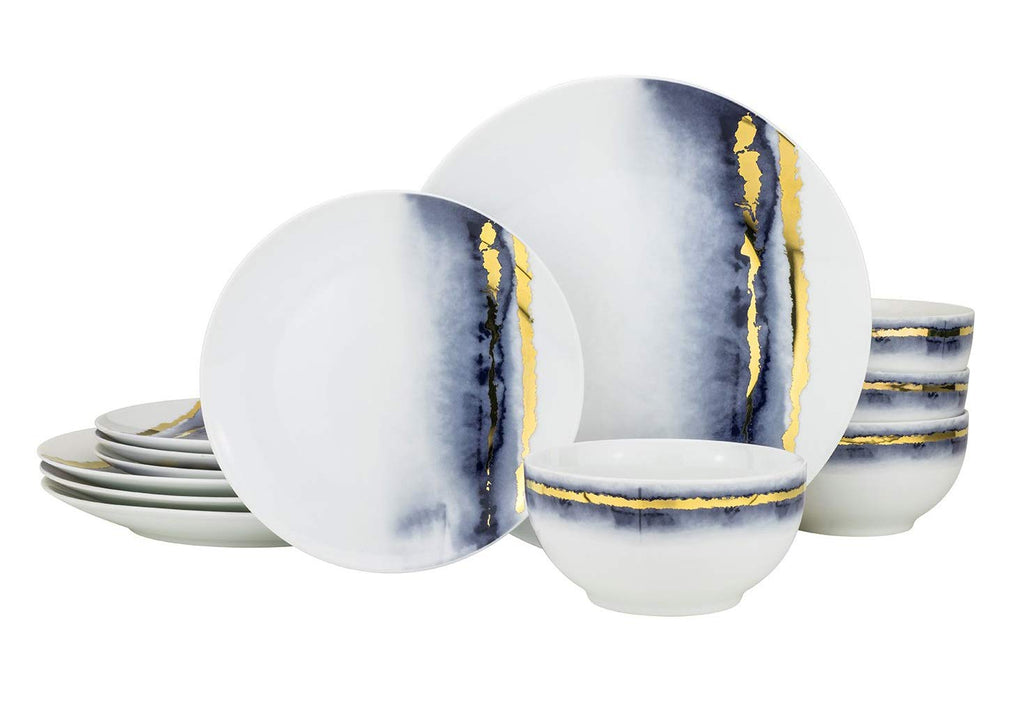 12-Piece Marble Porcelain Dinner Plates Set U49200