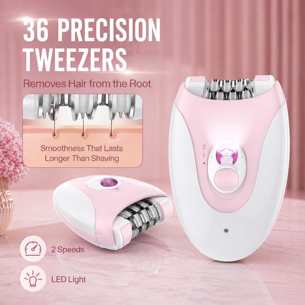 Electric Epilator with 36 Tweezers, 2 Speed Cordless USB N86670