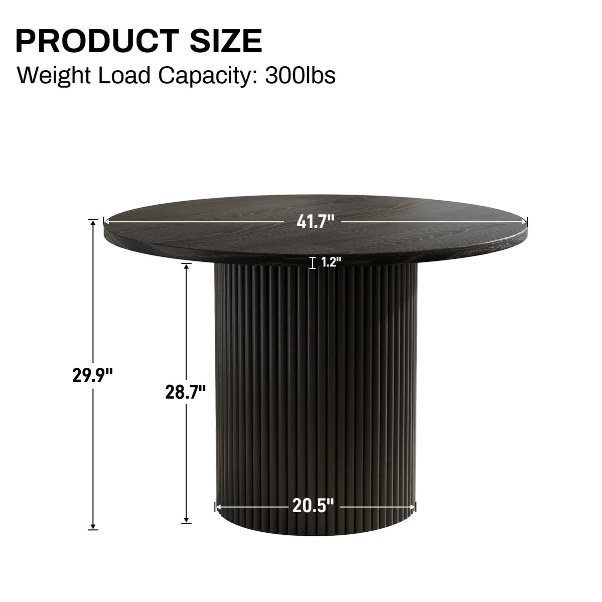 41.7" Round Black Wood Dining Table N86673
