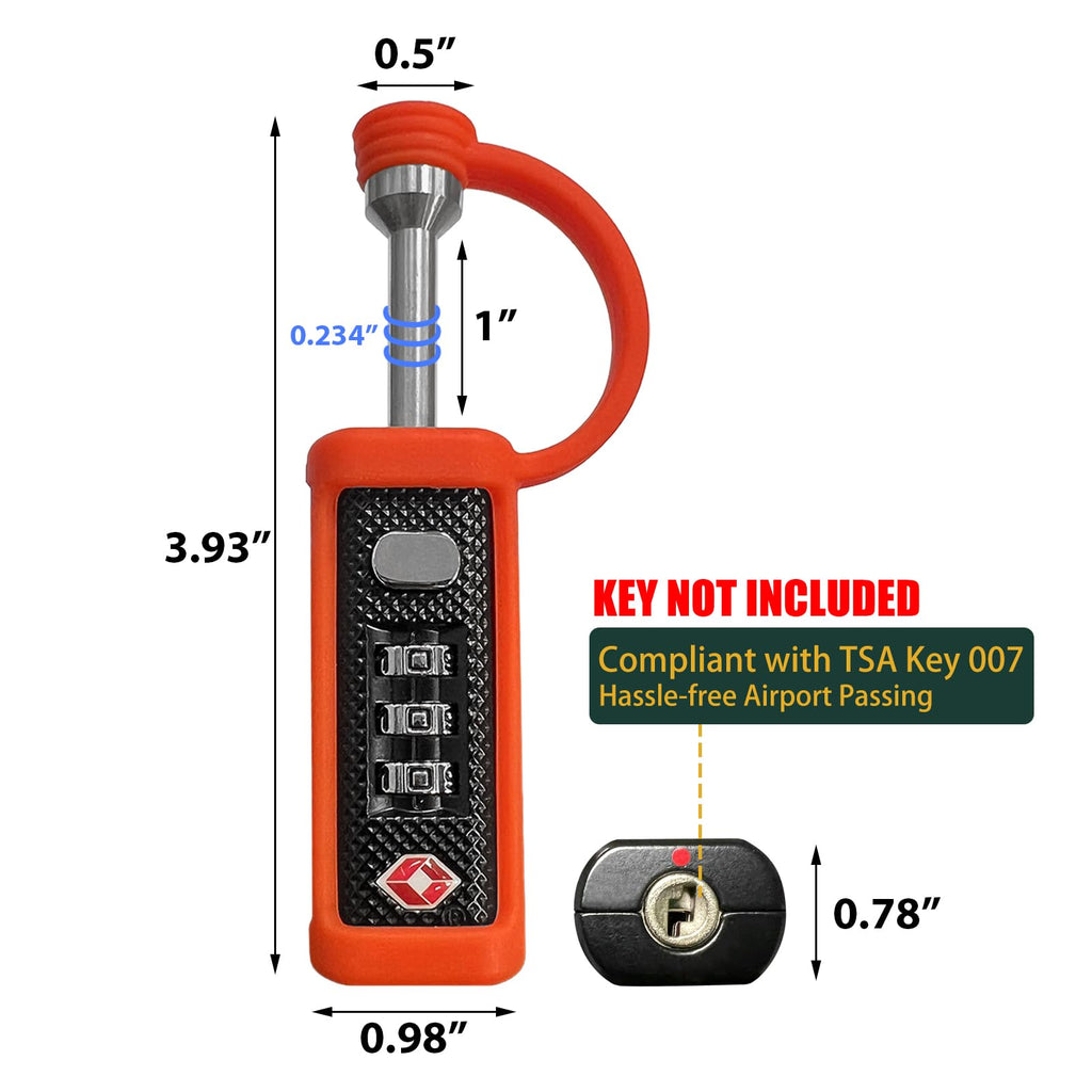 Orange 4-Pack 3-Dial Combo Lock H9749