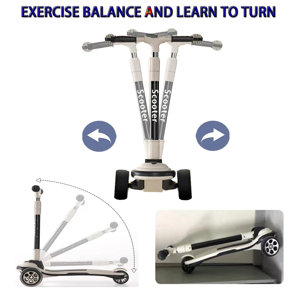 5 Adjustable Height Foldable Kick Scooter with 3 LED Light Wheels Y1632