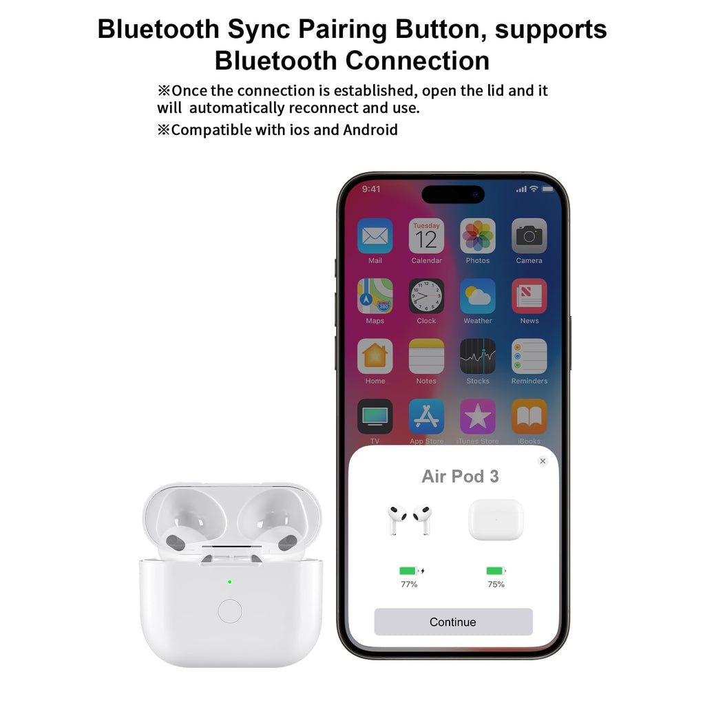 White Wireless Charging Case with Bluetooth Pairing Sync Button U149919