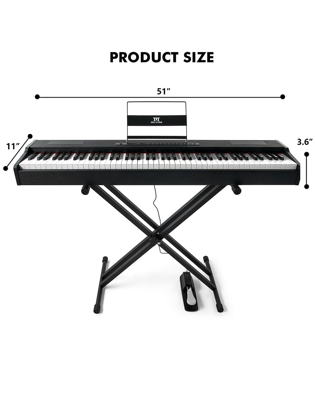 88 Key Fully Weighted Hammer Action Digital Piano with Stand Q543