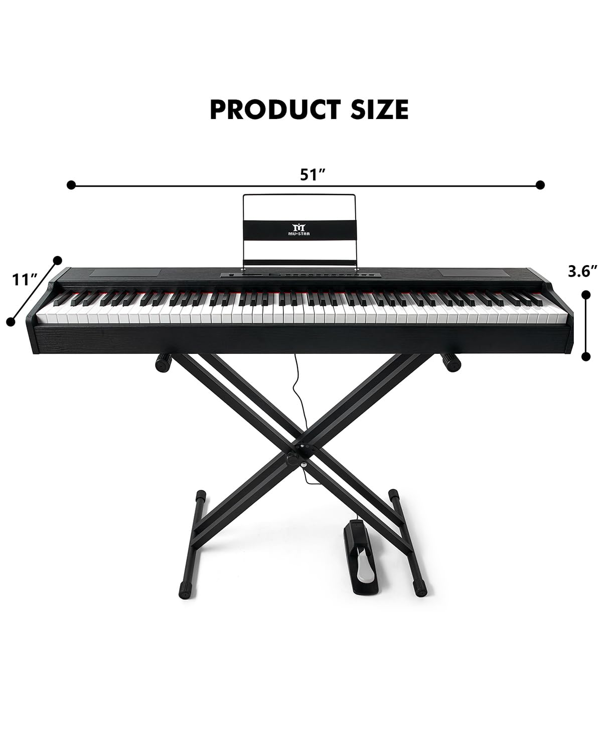 88 Key Fully Weighted Hammer Action Digital Piano with Stand Q543