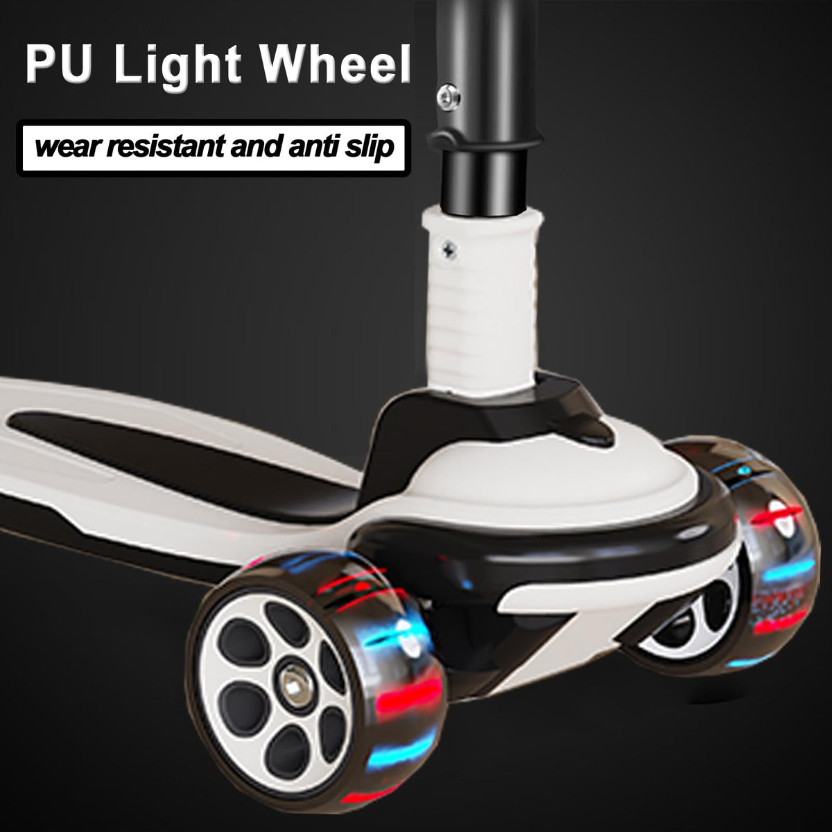 5 Adjustable Height Foldable Kick Scooter with 3 LED Light Wheels Y1632