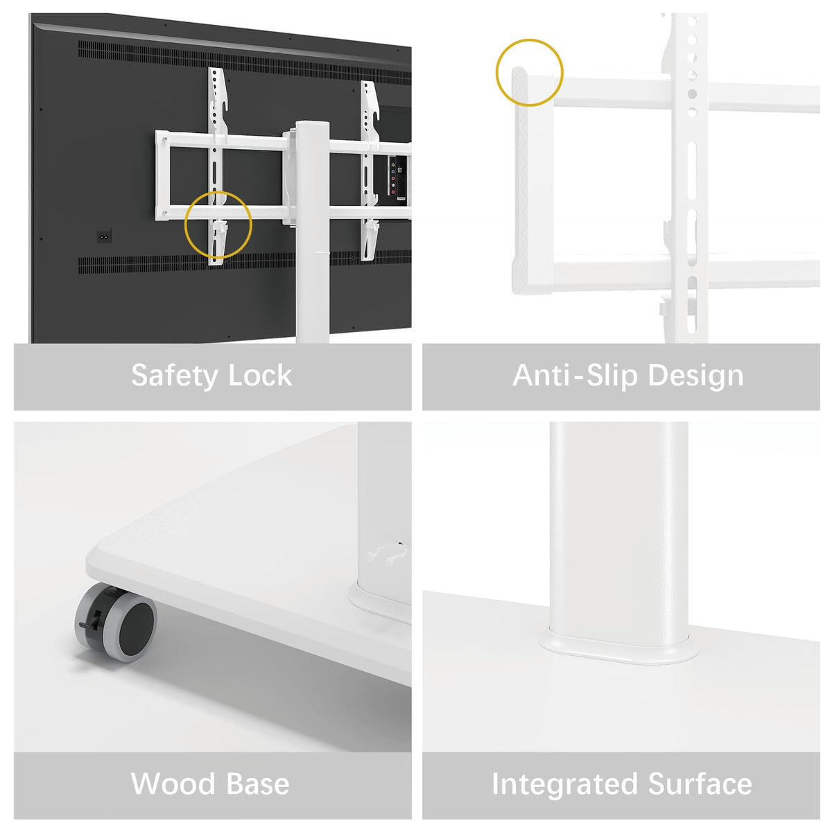 White Rolling TV Stand A916