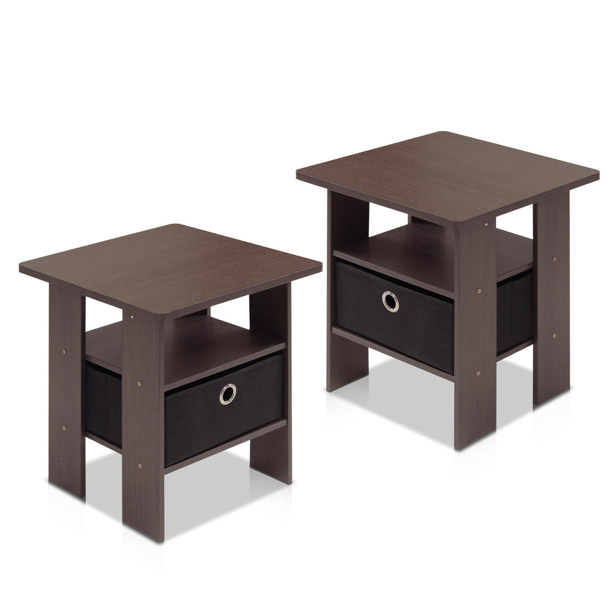 Brown 3-Tier Square Side Table Set of 2 R61885