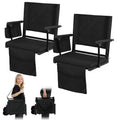 2 Pcs Black Stadium Seats with Back Support and Cushion F93590