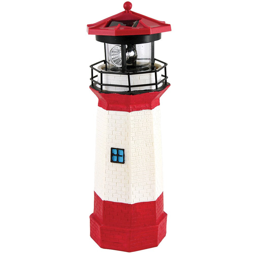 15" Red Solar Lighthouse with Rotating LED P675
