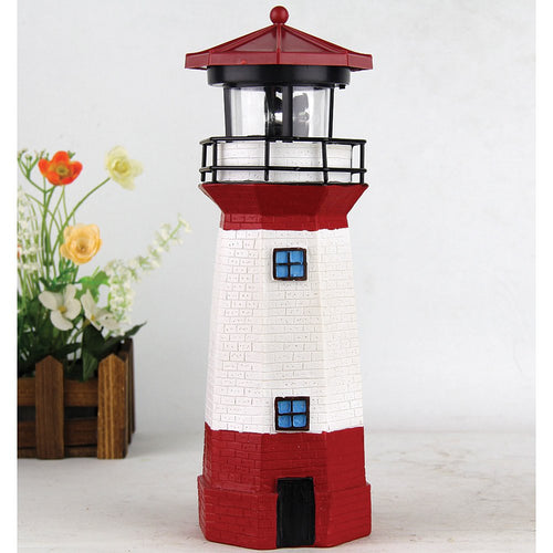 15" Red Solar Lighthouse with Rotating LED P675
