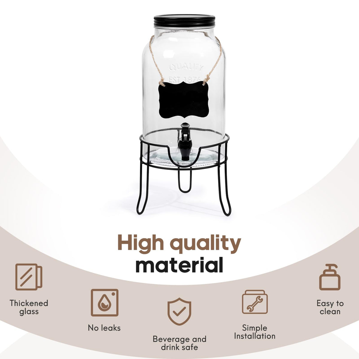 1.5 Gallon Glass Drink Dispenser with Spigot N7664