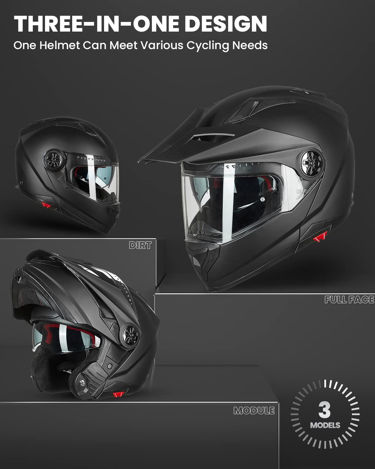 Full Face Modular ATV Helmet with Anti Fog Visor V726