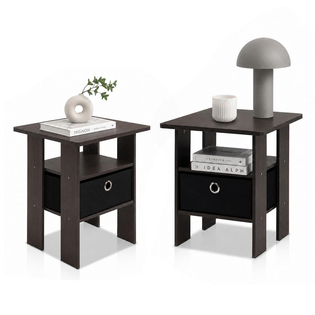 Brown 3-Tier Square Side Table Set of 2 R61885
