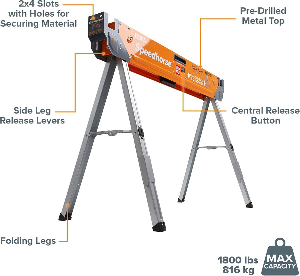 2 Pack Folding Heavy Duty Metal Sawhorse Z325419