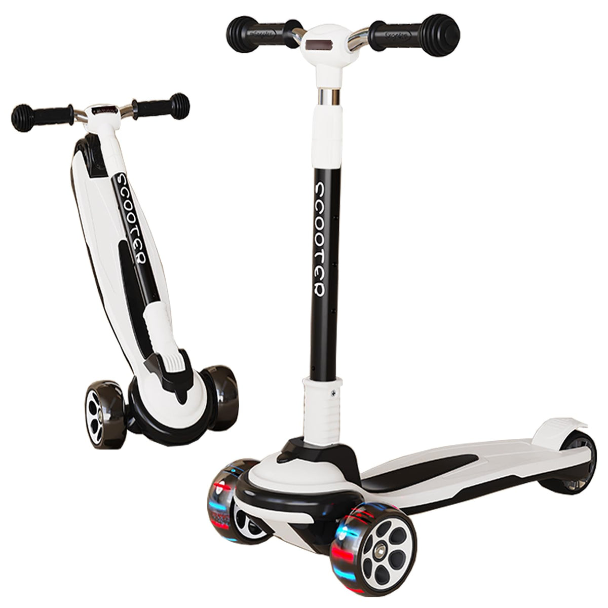 5 Adjustable Height Foldable Kick Scooter with 3 LED Light Wheels Y1632