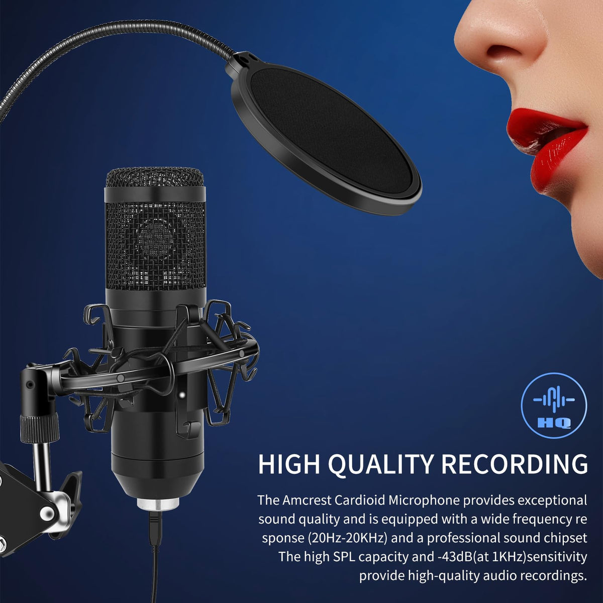 USB Condenser Microphone Kit with Boom Arm Stand O50132