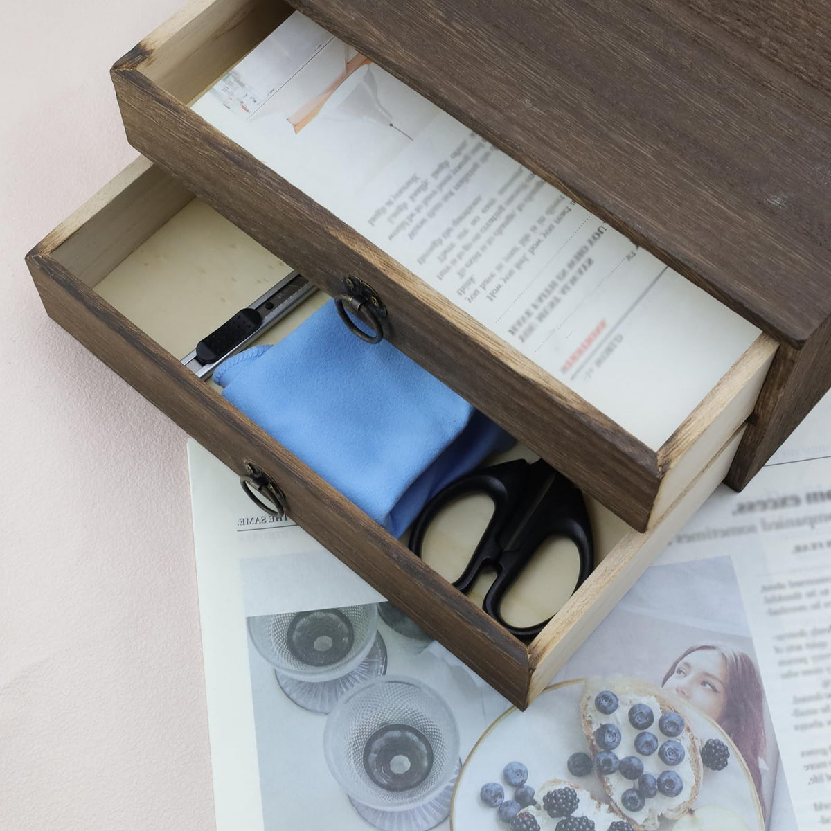 Wooden Desk Organizer with Drawer S200406