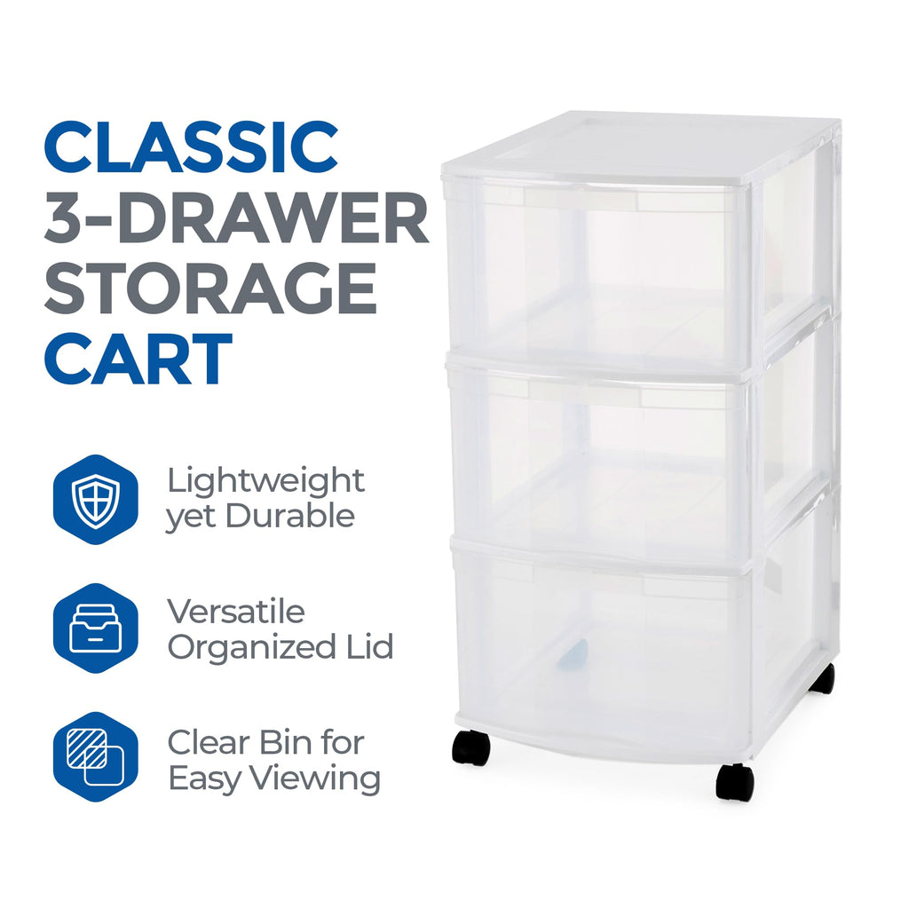 3 Drawer Plastic Rolling Organizer Cart L269