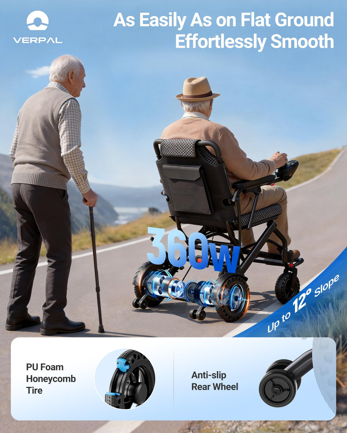 32lbs Foldable Electric Wheelchair 360W Dual Motor 220 lbs Capacity R188288