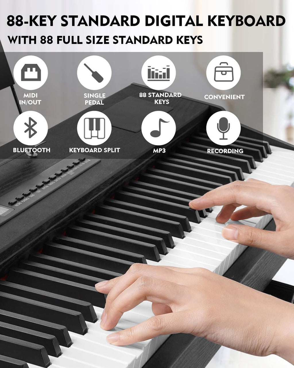 88 Key Fully Weighted Hammer Action Digital Piano with Stand Q543