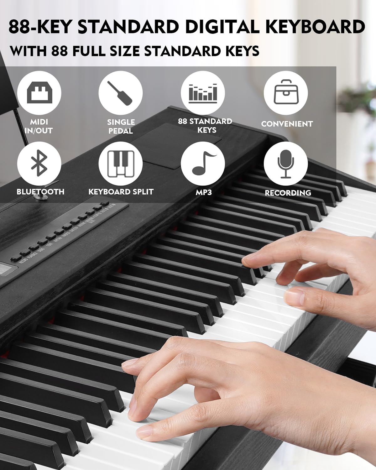 88 Key Fully Weighted Hammer Action Digital Piano with Stand Q543