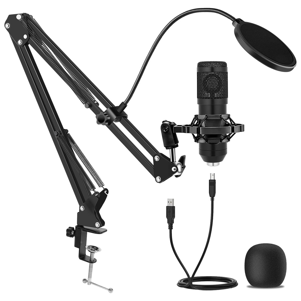 USB Condenser Microphone Kit with Boom Arm Stand O50132