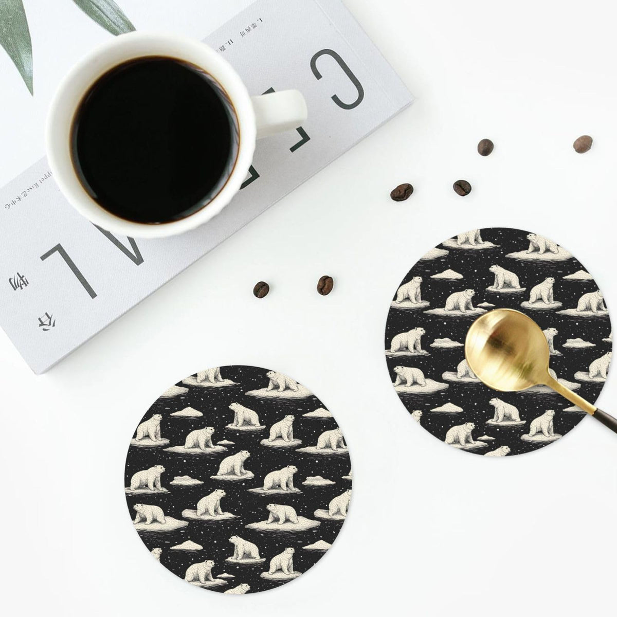 White Bear Print Coasters Set of 4 Y30784