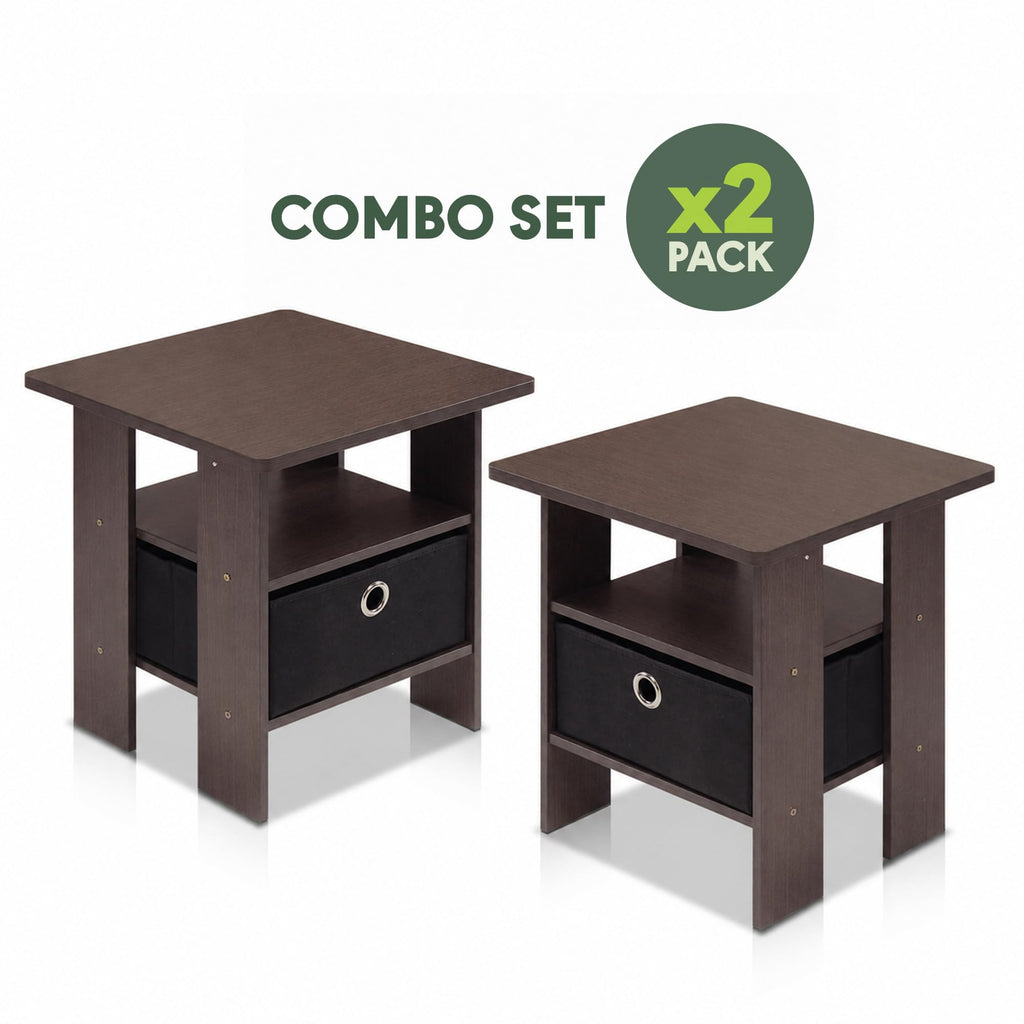 Brown 3-Tier Square Side Table Set of 2 R61885