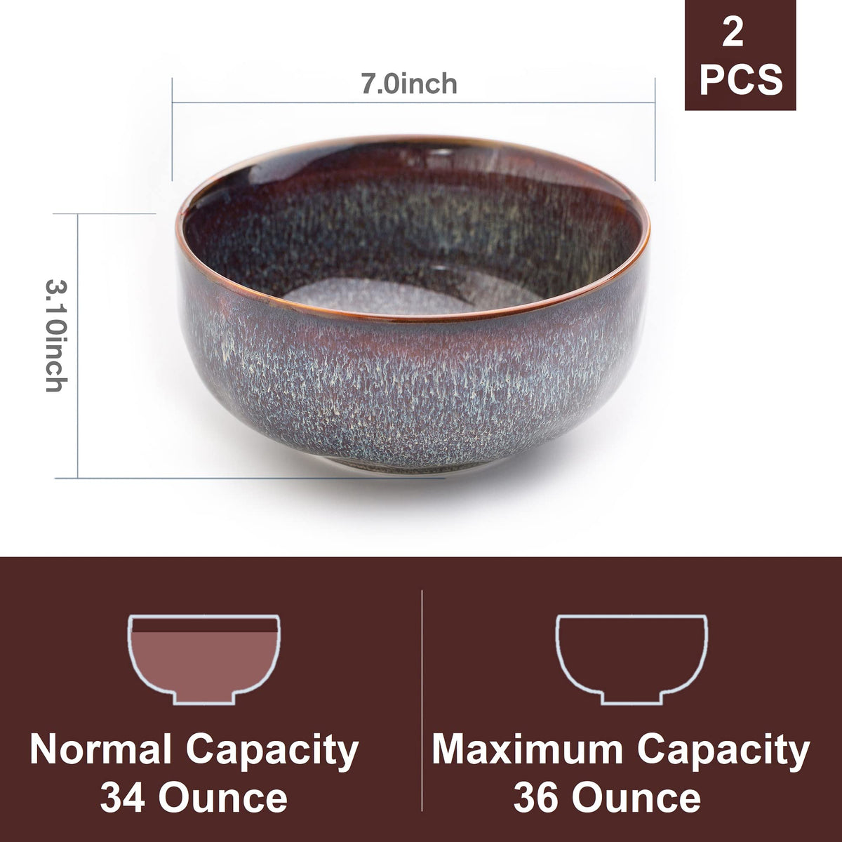 36 Ounce Ceramic Bowl Set of 2 D8264
