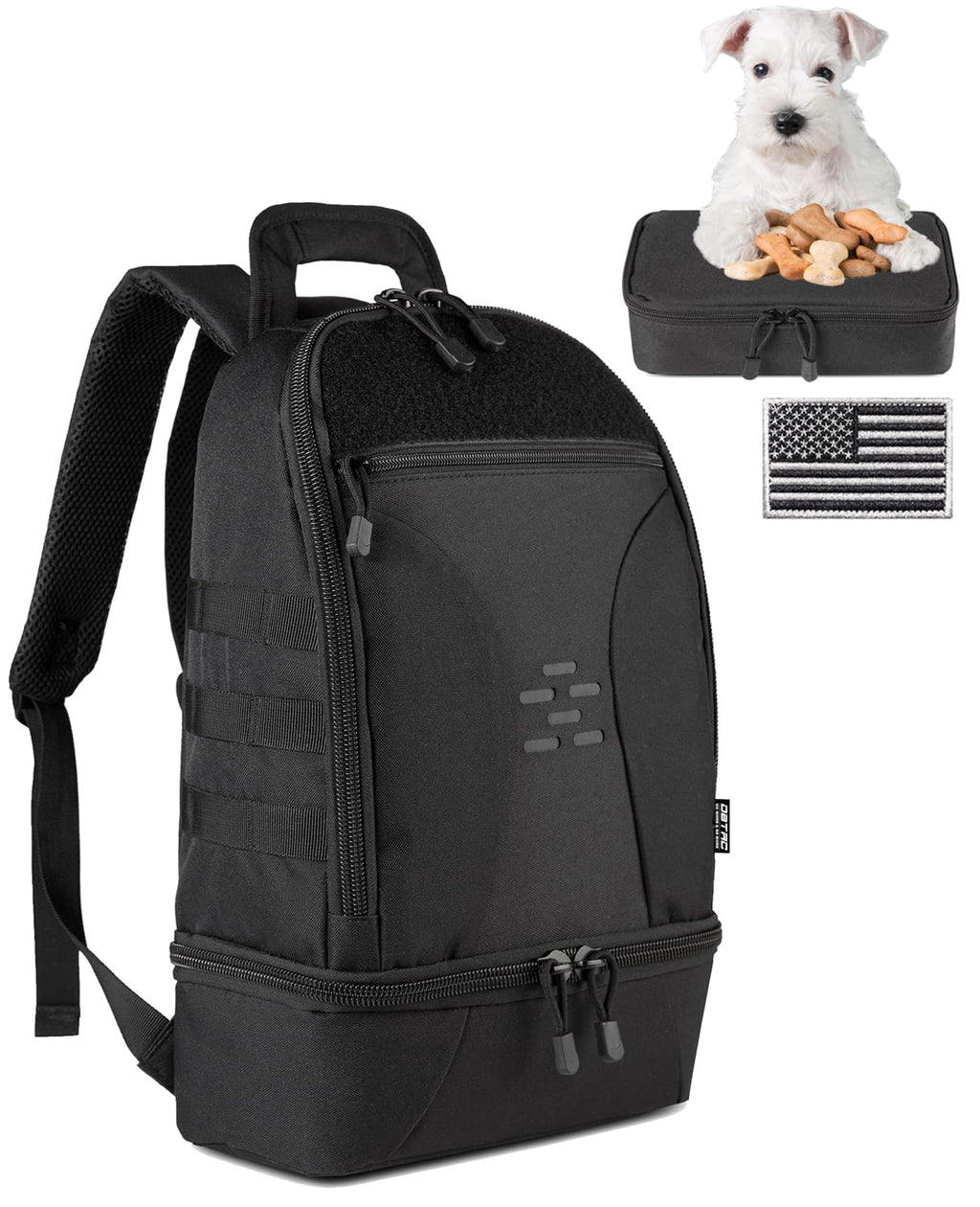 Black Compact Tactical Pet Backpack with Insulated Pocket M8048