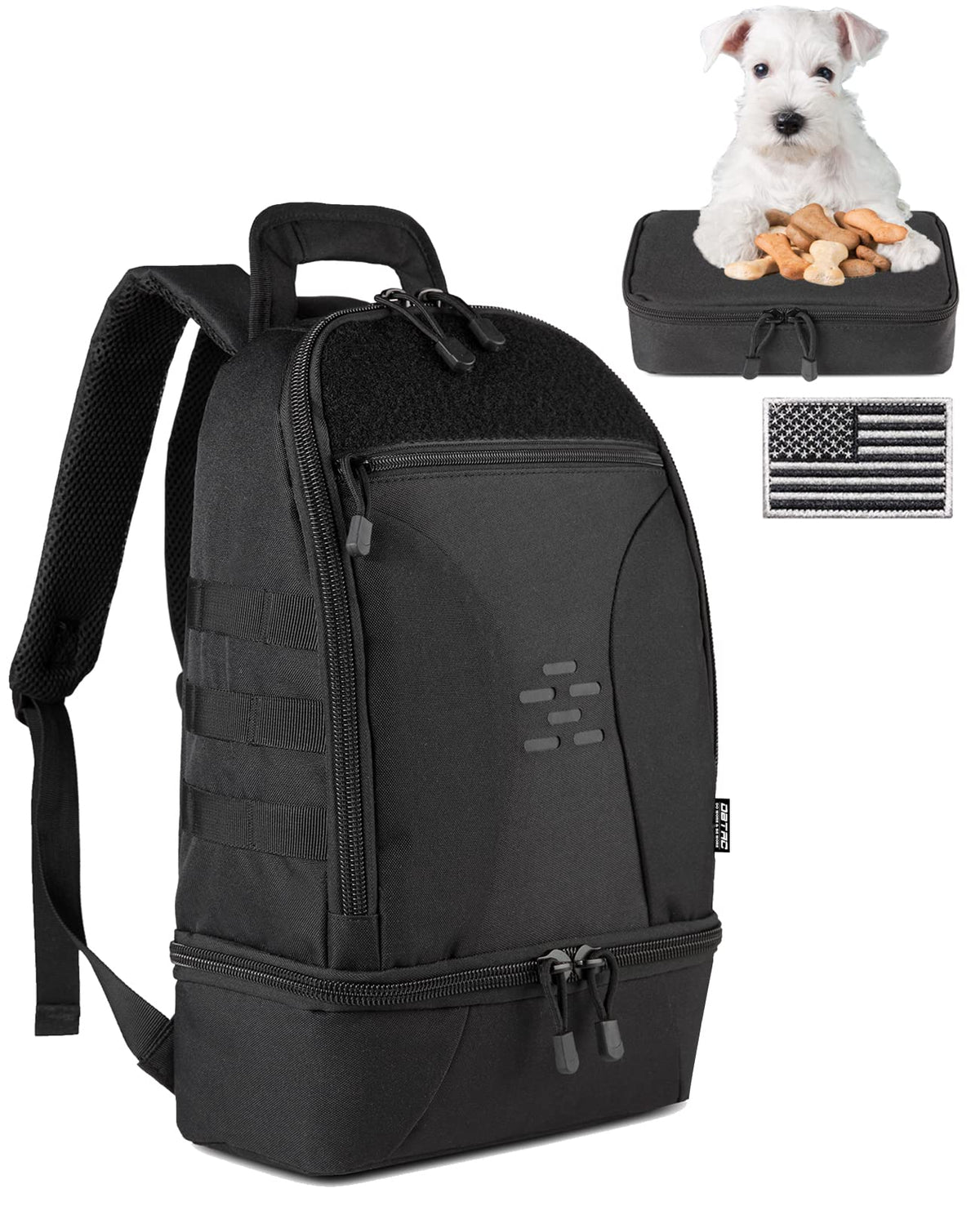 Black Compact Tactical Pet Backpack with Insulated Pocket M8048