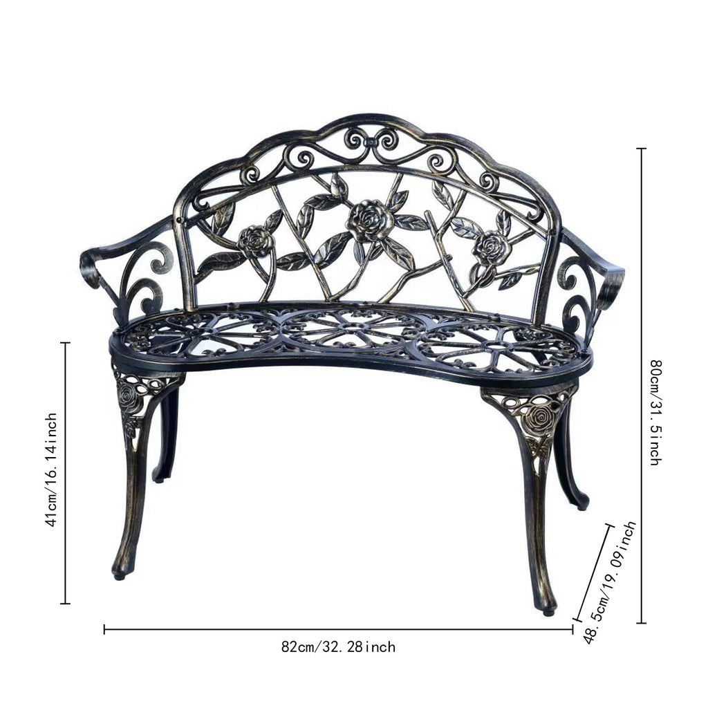 Metal Cast Aluminum Patio Garden Bench I6823