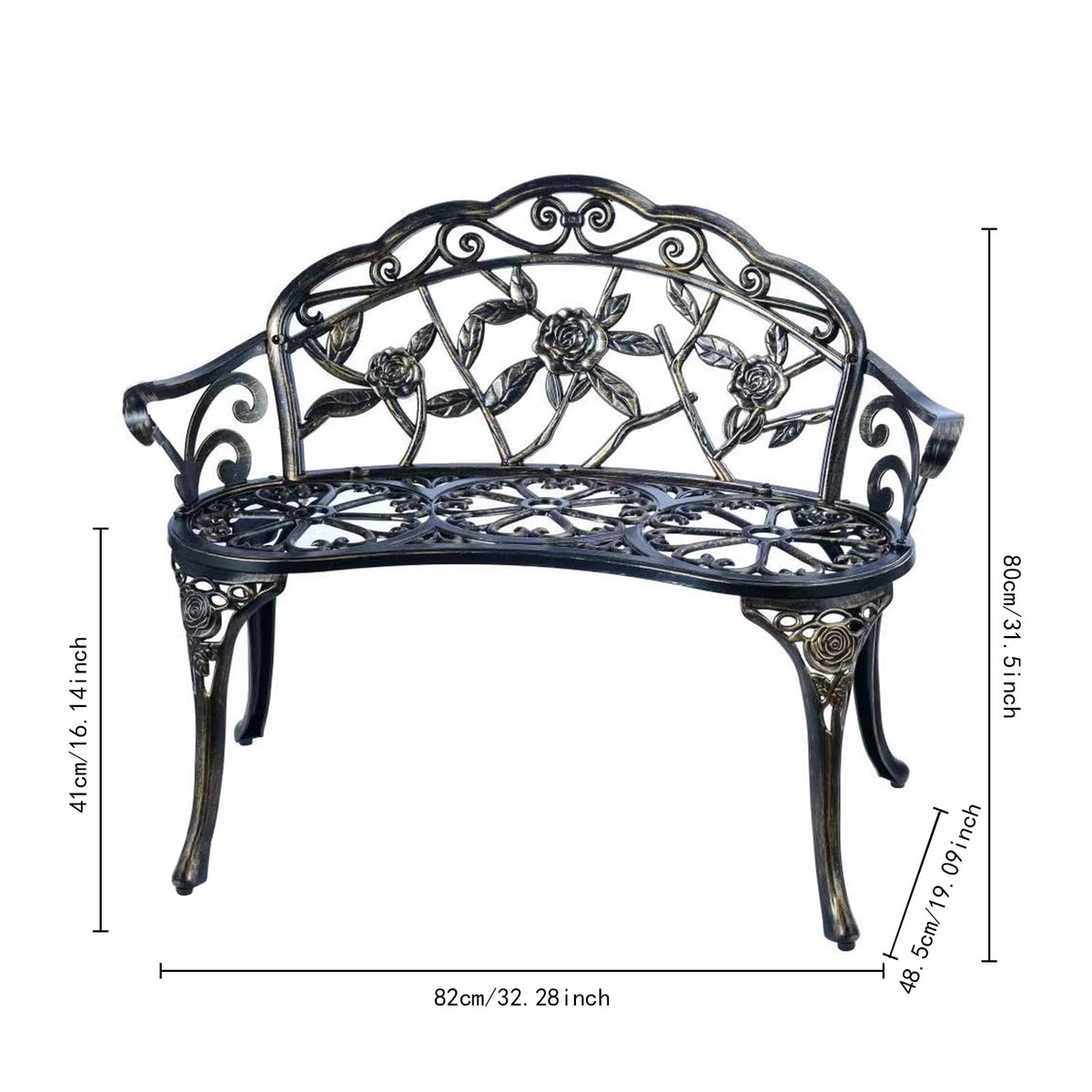 Metal Cast Aluminum Patio Garden Bench I6823