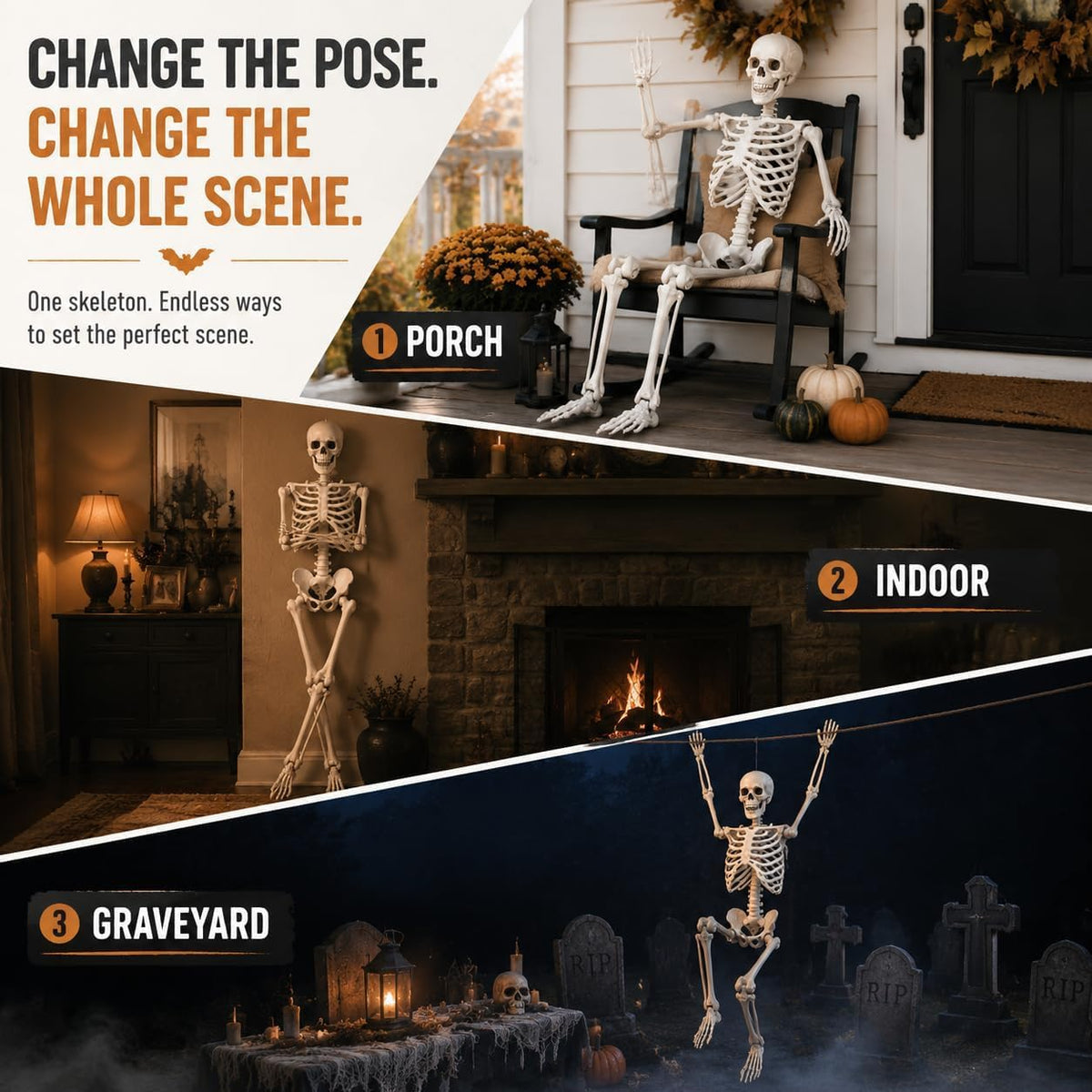 Life Size Posable Skeleton Prop Decoration C59605