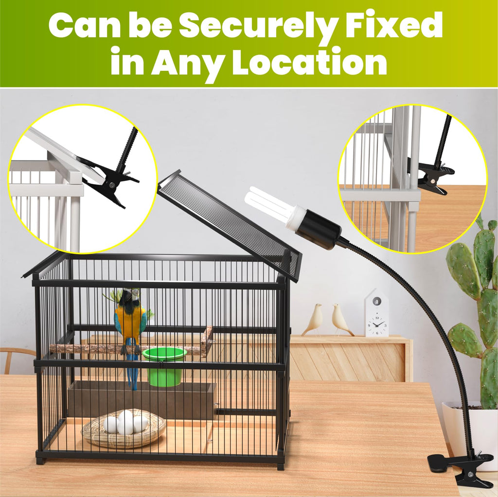 Bird Cage Lighting Combo Kit, Clip Lamp with UVB 2.4 20W Compact Fluorescent Bulb B2022