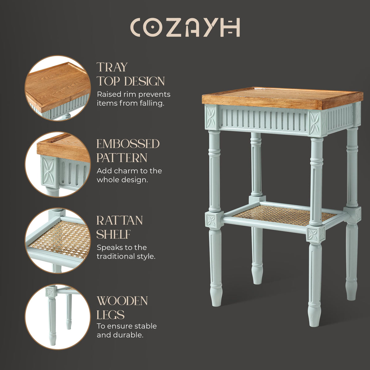 Pale Mint Blue Tray Top End Table P664357