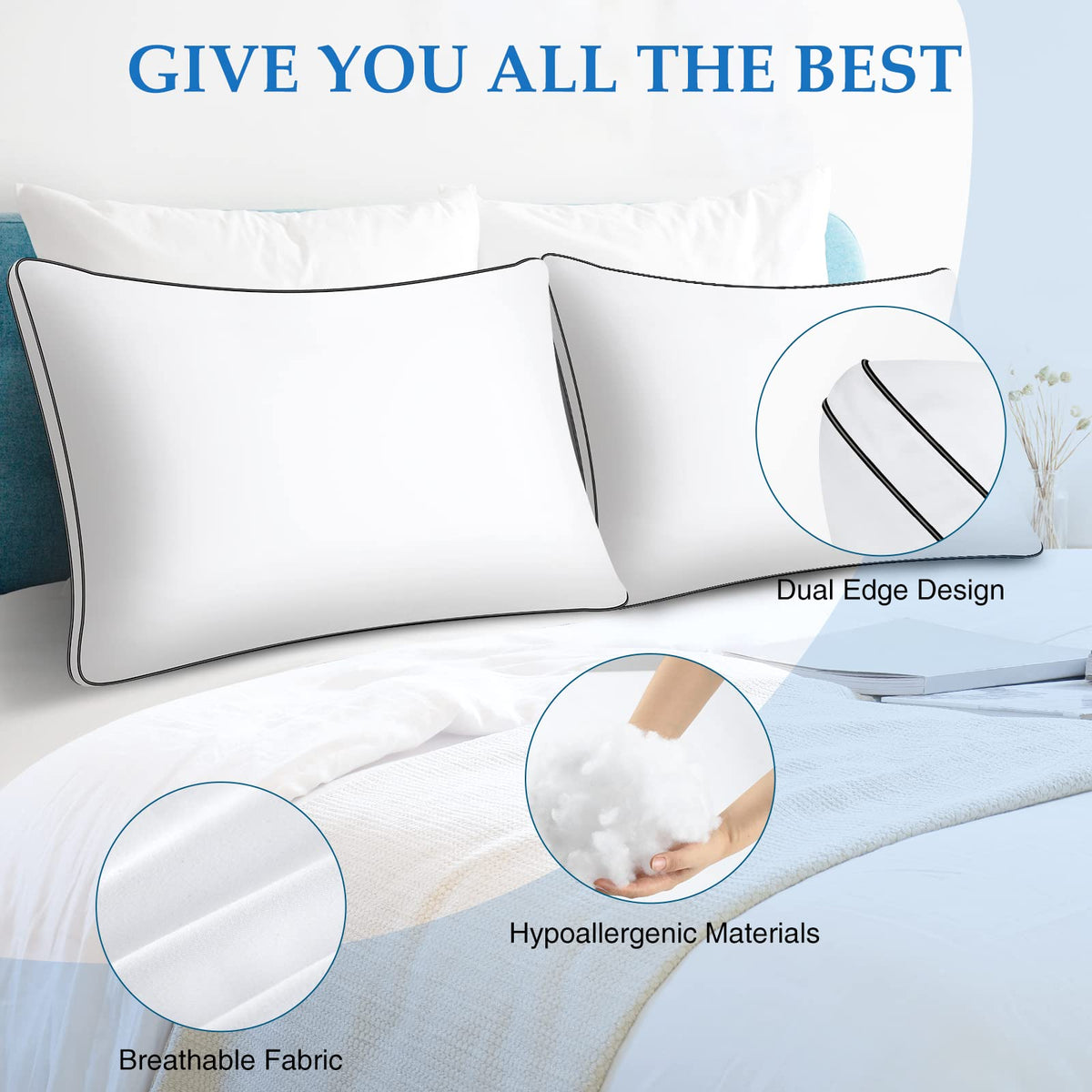 King Size Set of 2 Bed Pillows G6120