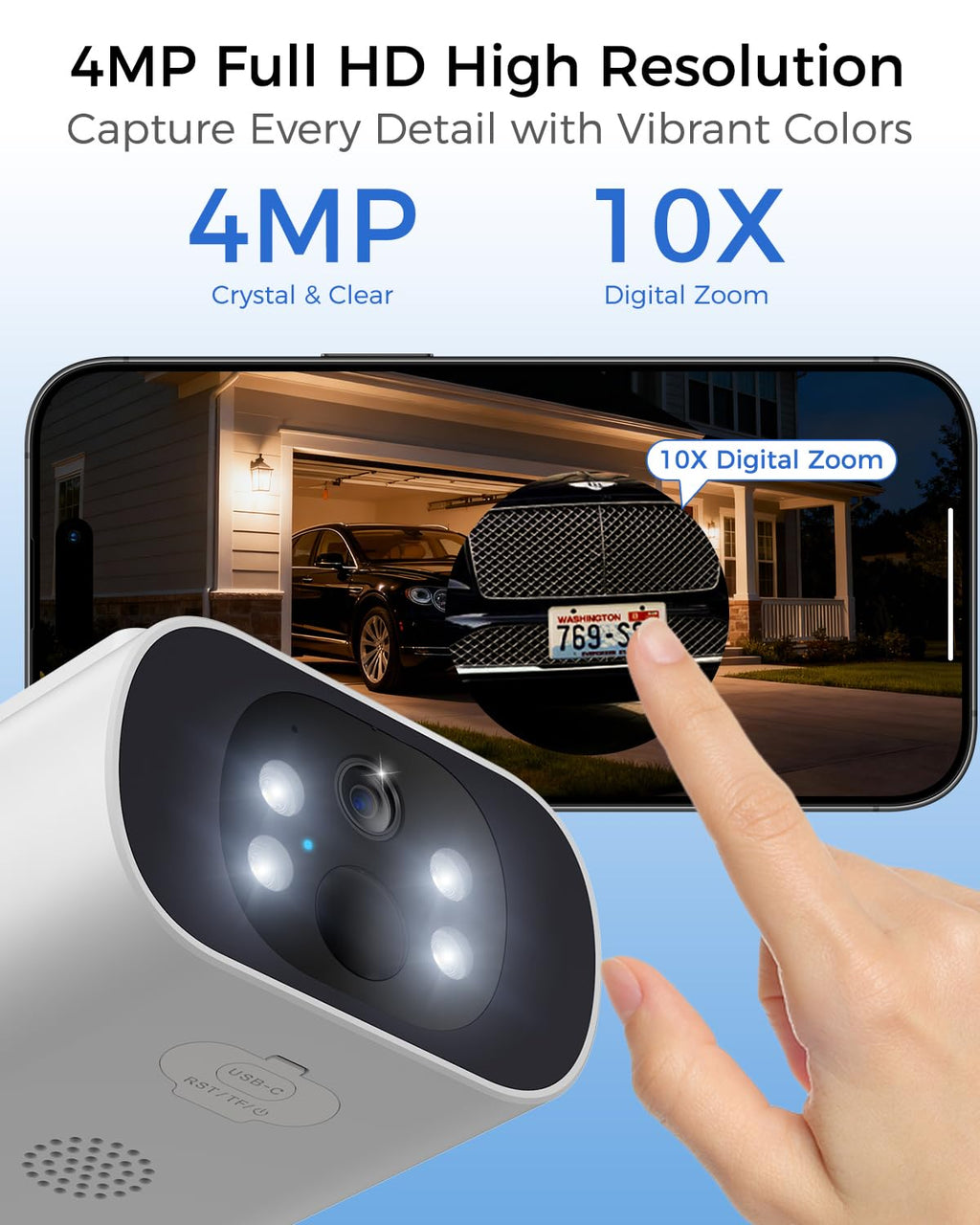 4MP Solar Security Cameras Wireless Outdoor S29743