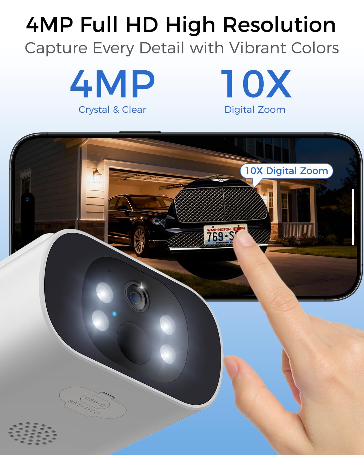 4MP Solar Security Cameras Wireless Outdoor S29743