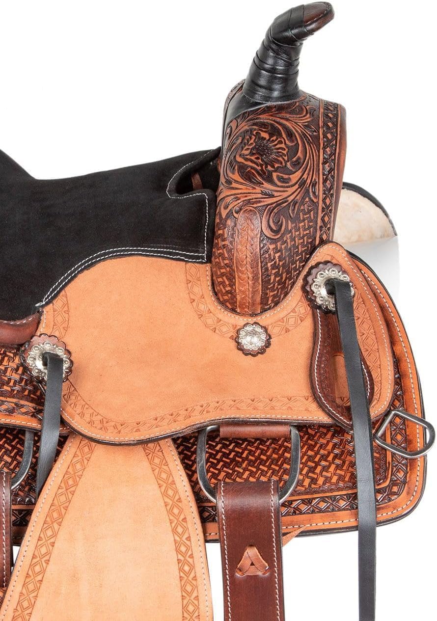 Leather Horse Saddle Set with Tack & Stirrups H39726