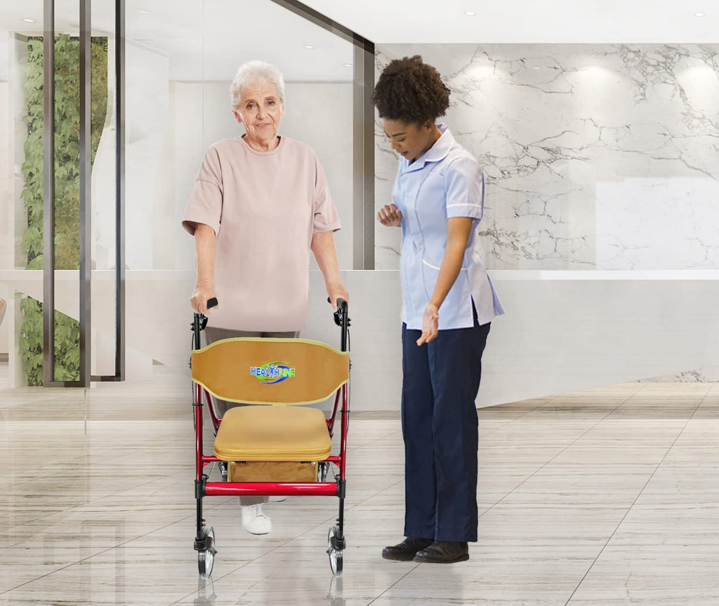 Heavy Duty 4 Wheel Rollator Walker with Seat T969